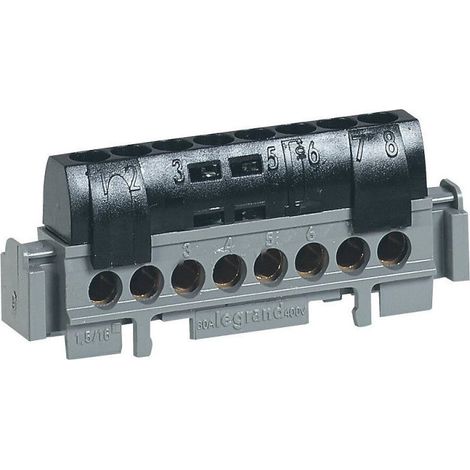 Bornier de fase LEGRAND Lexic 8 bornes para cable de 1,5 a 16 mm² negro