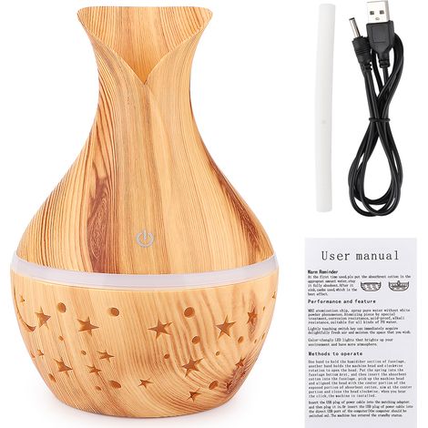Diffuseur d'huiles essentielles 300ml - Ultrasonique, Brumisateur d'arômes et Humidificateur d'ambiance (1/5)