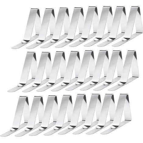 Lot de 24 pinces à nappe en acier inoxydable, pinces à nappe à ressort (1/5)