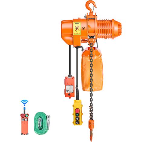 VEVOR Elektrischer Kettenzug 500 kg, 6 m Hubhöhe, Dreiphasig-Brückenkran mit 100 m Funk- & 4,5 m Kabelfernbedienung, G80-Kette, Notstopp, Elektrokettenzug für Fabriken, Lagerhallen, Garagen (1/5)