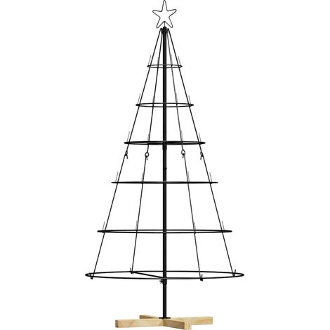 Árbol Cono de Navidad con soporte Negro 154 cm Acero vidaXL