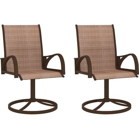 Lot de 2 Chaises de jardin pivotantes - Chaise d'extérieur pour terrasse/jardin Textilène et acier Marron BV291676 - BonneVie (1/5)