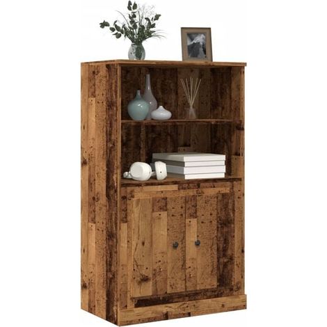 Buffet de Cuisine en Bois, Meuble Rangement Hauteur 103,5 cm avec Étagères et Portes, Placard de Stockage pour Salle à Manger, Salon ou Entrée, Design Moderne et Élégant, 60 x 35,5 x 103,5 cm (1/5)