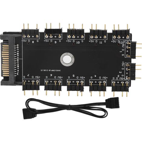 Concentrateur Diviseur 11 Voies 3 Broches ARGB, Interface d'Extension pour LED RGB, Accessoire de Contrôle avec Connecteur 5V SATA (1/5)