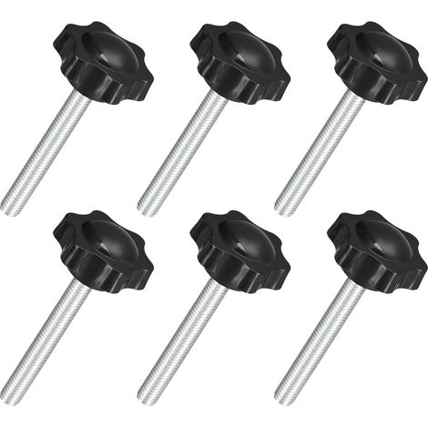 6Pcs Boutons Étoile M8 x 60mm, Bouton de Serrage Hexagonal en Plastique à Visser à la Main pour le Remplacement du Pied de Parasol (1/5)