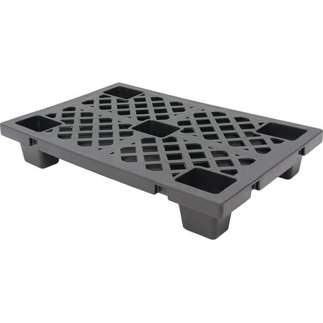 Palets de plástico apilables, construcción duradera, alta capacidad de carga, color negro. (1/2)