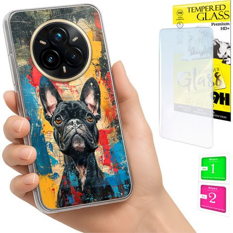 Funda para Realme 14 Pro+ 5G / 14 Pro Plus 5G con foto, parte trasera con diseño de perro y cristal. (1/5)