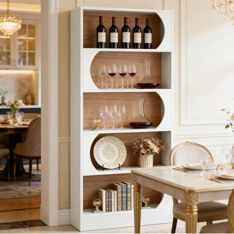 Libreria autoportante 80x30x180 cm in MDF bianco con ripiani FloraGrace (1/5)