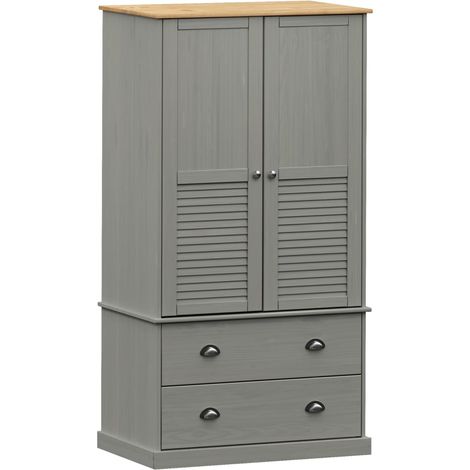 Garde-robe VIGO gris 90x55x176 bois massif de pin (1/5)