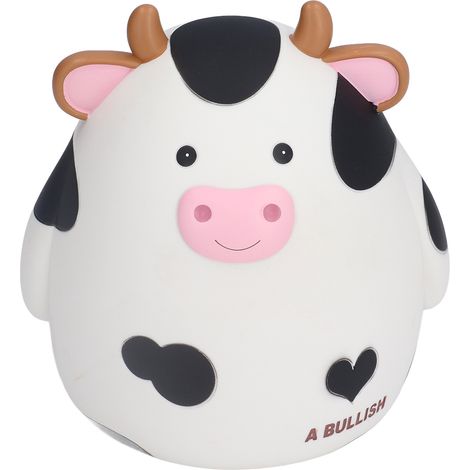 Tirelire pour enfants avec un adorable veau de dessin animé, écologique et raffinée, aux lignes douces et aux couleurs naturelles. (1/5)