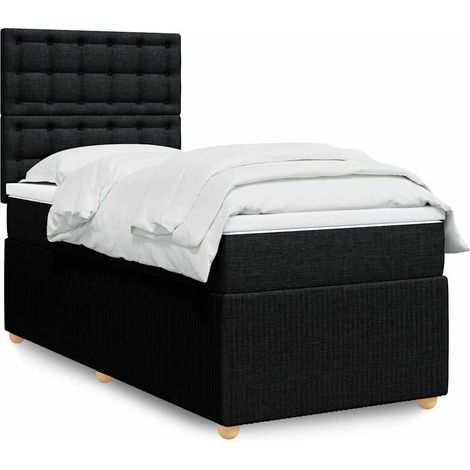 Boxspringbett mit Matratze Schwarz 100x200 cm Stoff