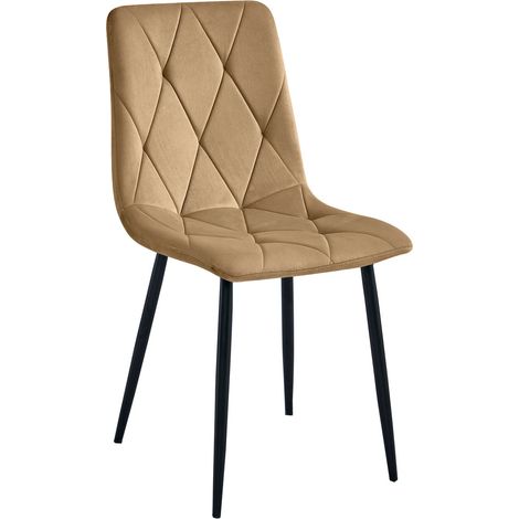 Sedia Libra in velluto marrone e gambe nere (1/5)