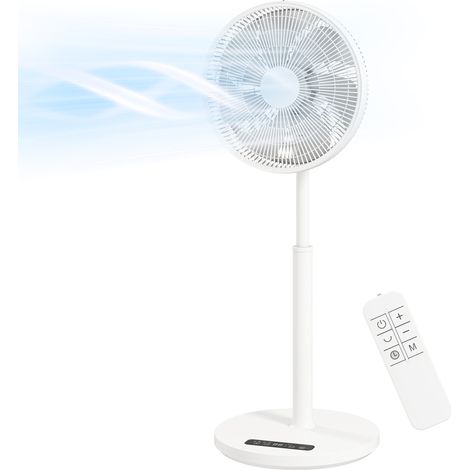 Ventilateur sur pied 39 cm 12 vitesses 4 modes minuterie 9H oscillant 120° hauteur réglable blanc