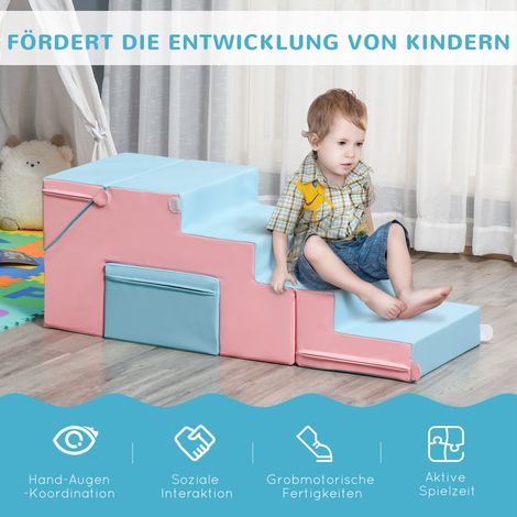 Kinderspielzeug zum Klettern und Rutschen, fördert die motorischen Fähigkeiten, Kunstleder, Polyethylenschaum, 86 x 49 x 47 cm, rosa + blau (1/5)