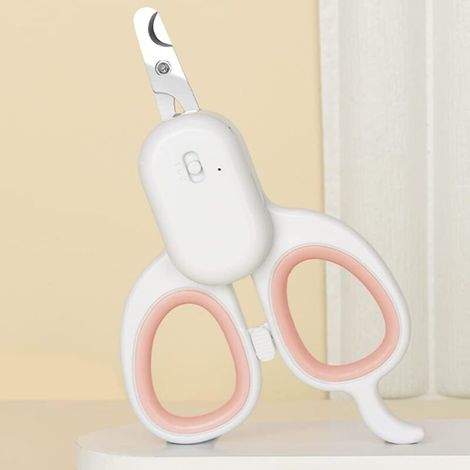 Cat Nail Clippers, Professional Multifunction Nail Clippers for Puppies and Small Animals, Stainless Steel Scissors, Equipped with High Brightness LED Light and UV Light (Pink)