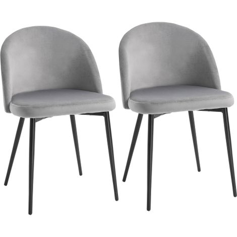 Set of 2 Contemporary Grey Dining Chairs for Office,Kitchen,and Living Room with Soft Fabric Seat and Back