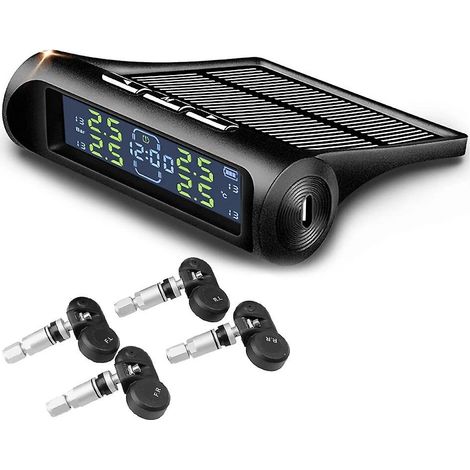 Sistema de alarma con monitorización de presión de neumáticos y reloj TPMS solar para coche, fácil instalación, AN-01D 2 en 1, LCD, elementos personales para coche. (1/5)