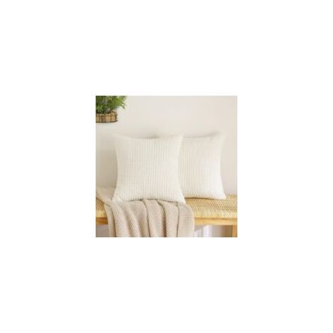 Weiche, granulierte Polyester-Kissenbezüge, dekorativ, bequem, modern, strapazierfähig, für Sofa, Schlafzimmer, Wohnzimmer, Café, Balkon, 2er-Set, 40 x 40 cm, Beige - Crezuo (1/4)