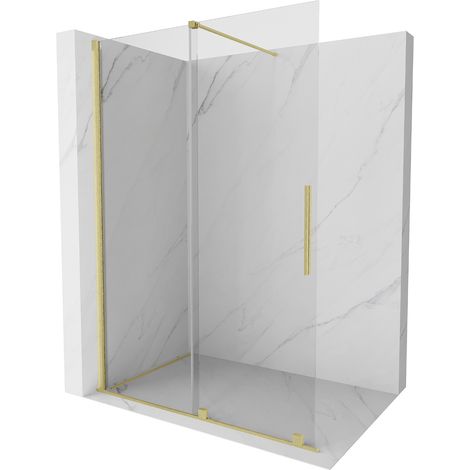 Mexen Velar parete doccia scorrevole Walk-in 140 x 200 cm, trasparente 8 mm, oro spazzolato - 871-140-000-03-55 (1/5)