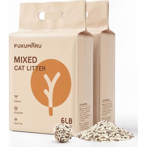 Tofu Cat Litter, Mixed Apple Wood Granules, Dust-Free and Slightly Clumping, Odor Control, Washable, Low Residue (1/5)