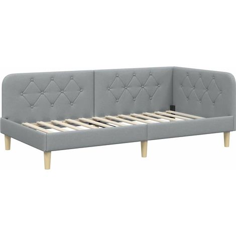 Corner Bed Frame Light Grey 90 x 200 cm Fabric vidaXL