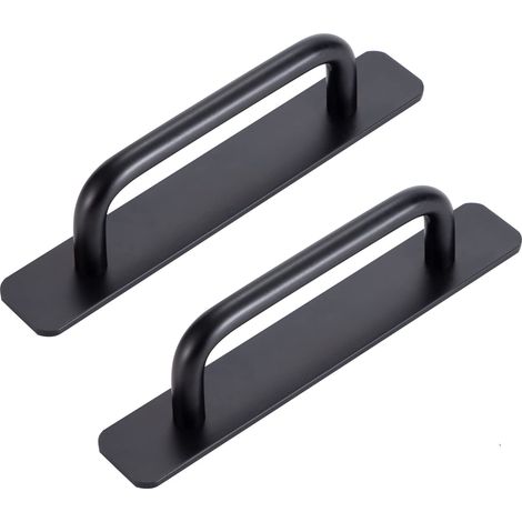 Poignée De Meuble - Auto-Adhésive En Aluminium - Pour Armoire Cuisine Tiroir Porte Coulissante Balcon - 148 Mm - Noir - Lot De 2