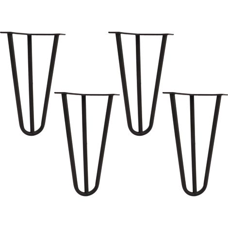 Lot de 4 pieds de table en métal à épingle à cheveux, robustes et durables, en fer, pour meubles à monter soi-même, table de chevet, table basse ou bureau. (1/5)