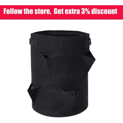 Sac de culture printanier pour fraisiers (noir, 10 gallons, 40 x 35 cm) - Pot de culture pour plantes - Sac de plantation à plusieurs ouvertures pour jardin et terrasse (1/4)