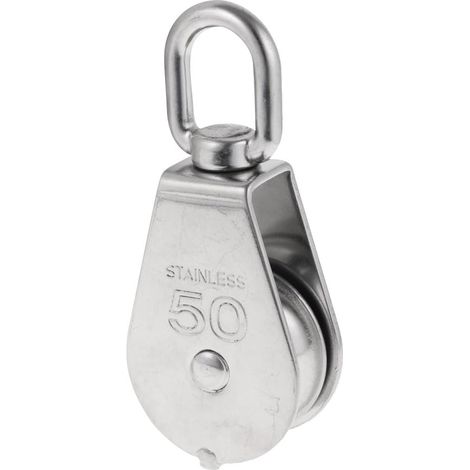 AIDUCHO Robuste Poulie À Corde Réa Simple Avec Emerillon Pivotante En Inox Pulley Block Charge Max. 35-1000 Kg - M50