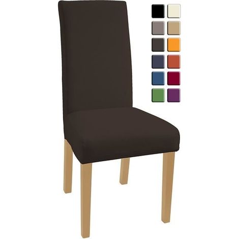 Housse de chaise - Stretch - Lot de 6 - Marron - Bi-élastique - Lavable (1/4)