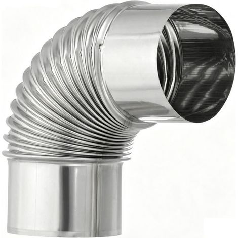 Tuyau de poêle coudé en acier inoxydable, conduit de cheminée pour Camping en plein air, combustion du bois et tente chaude, argent à 90 degrés, 3 pouces (1/5)