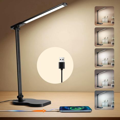 Lampada da scrivania a LED con 5 colori e 10 livelli di luminosità, timer di spegnimento, lampada da tavolo a LED con controllo touch per studio