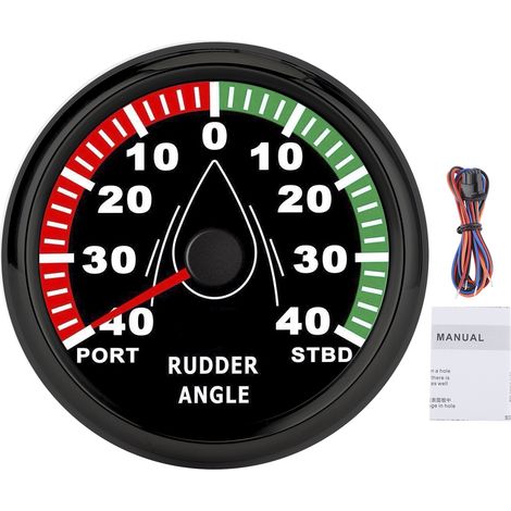 Jauge d'angle de barre de bateau 85mm IP67 étanche rétroéclairage multicolore 932V orientation réglable cadran noir couvercle noir (1/5)