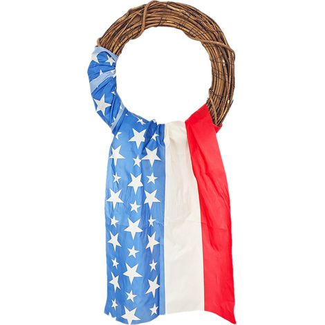 Wreath - Patriotic Red White Blue - Outdoor Front Door Decoration - For Independence Day Memorial Day Summer - 1 Piece (1/5)