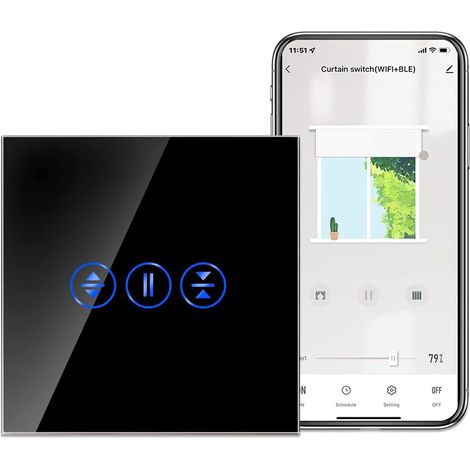 Interrupteur de volet roulant Wi-Fi - Pour store vénitien/rideau/commande du moteur de porte - Interrupteur tactile intelligent pour volet roulant - Fonctionne avec , Google Assistant - (1/5)