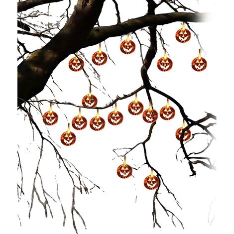Luci decorative di Halloween, 2 m, 10 LED, con ciondolo a forma di zucca, per esterni e interni [Classe energetica A] (1/5)