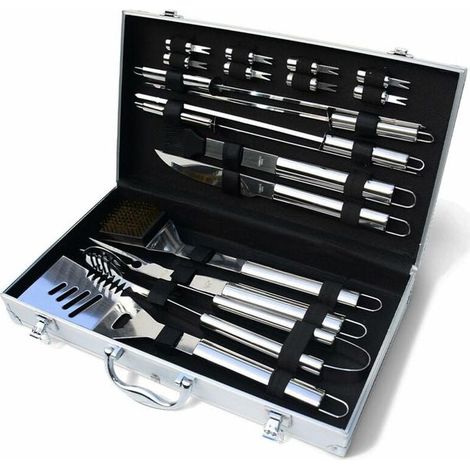 Mallette d'outils BBQ et plancha - set de 18 accessoires pour grillades en extérieur (1/5)