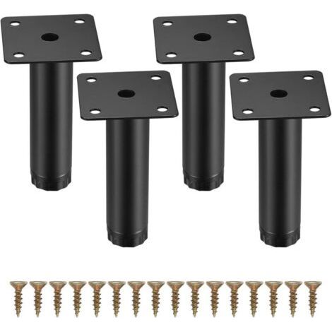 4 Pièces Pieds de Meuble, 10 cm/4 Pouces Pieds de Meubles Réglables, Pieds de Support en Fixation en Métal pour Meubles/Table/Chaise/Bureau/Cuisine/Armoire/Canapé (1/5)