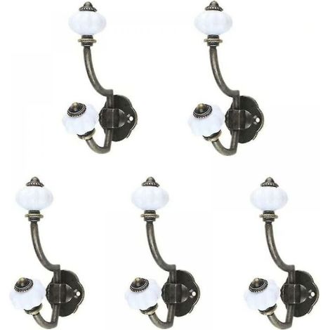 Crochets de vêtements muraux Rétro Crochets de manteau en céramique antique pour la porte de la salle de bain chambre cuisine bronze 5 pcs (1/5)