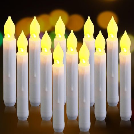 LED-Kerzen, Flammenlose Kerzen, 12 flackernde LED-Kerzen, batteriebetriebene flammenlose Kerzen, dekorative Kerzen für drinnen und draußen für Weihnachten, Ostern und Hochzeiten – Warmweiß (1/5)