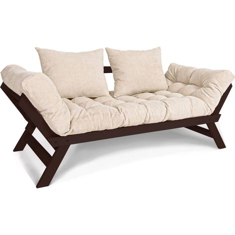 Canapé lit allegro - 80 x 203 cm - Bois clair et Marron (1/5)