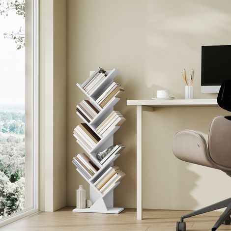 Étagère de Rangement Moderne, Bibliothèque sur Pied, pour Salon, Chambre, Bureau, 20 x 38 x 115,2 cm, Blanc