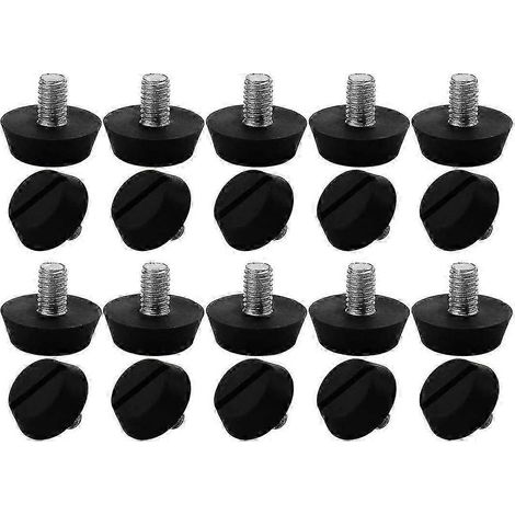 Lot de 20 pieds de meubles réglables M6 x 10 x 20 mm (pieds de chaise, pieds de canapé) avec roulettes et patins de protection pour une stabilité accrue au sol. (1/5)