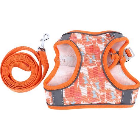 Cat/Dog Harness Leash - Orange, Size S, Reflective, Adjustable - Safe Walks (1/5)