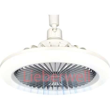 Ventilateur Plafond Silencieux, avec 30W Lumière LED, E27 Petites clairage Télécommande, Dimmable, 3 Vitesses, pour Chambre, Salon (1/5)