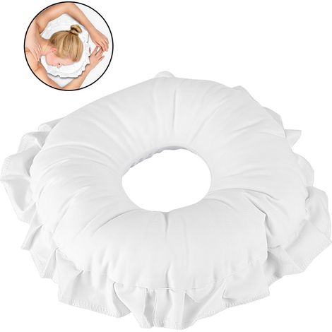 Oreiller de relaxation faciale en fibre de polyester, oreiller creux de massage pour salon de spa, coussin de sieste, blanc (1/5)