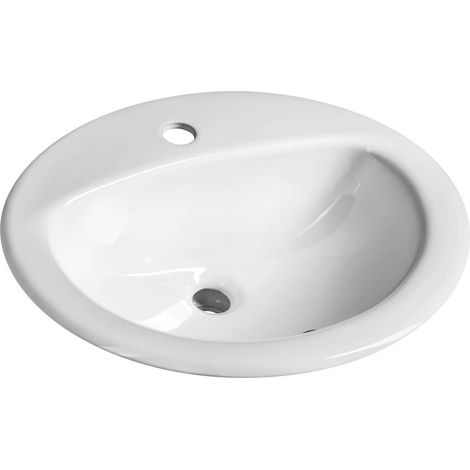 Aqualine Waschbecken - Waschtisch 52x45 cm, mit Überlauf, Armaturenloch, weiß 55227 (1/4)