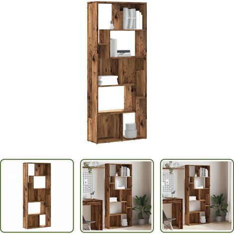 vidaXL Bücherregal mit Wandhalterung - Bücherregal Altholz-Optik 67x24x161 cm Holzwerkstoff (1/5)