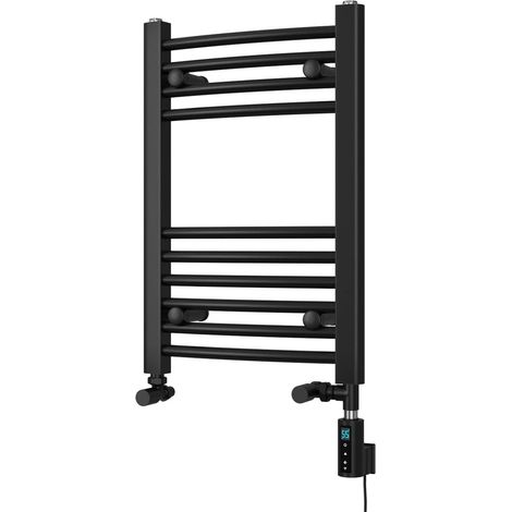 Zennor - Black Dual Fuel Towel Rail H600mm x W400mm Thermostatic WIFI - Curved (1/3)
