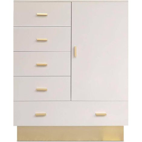 Buffet 5 Tiroirs & 1 Porte "Tazea" 112cm Taupe (1/5)